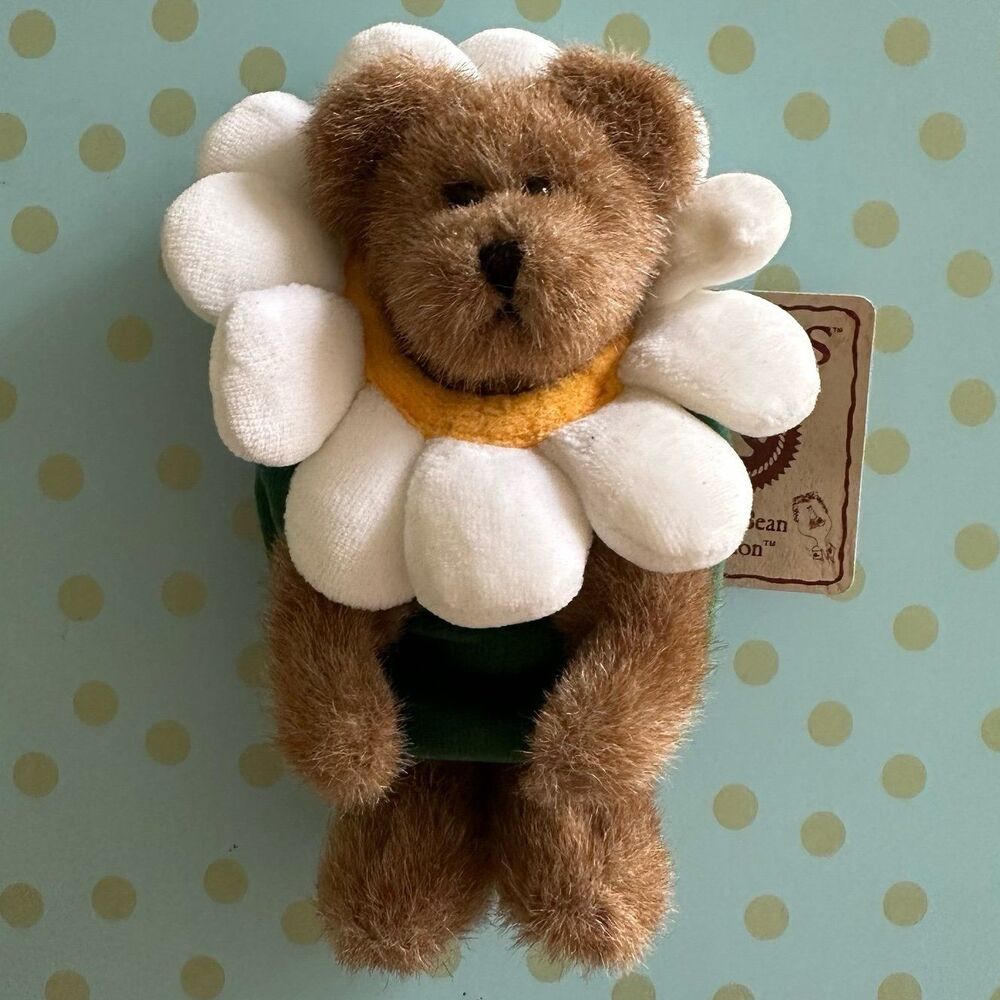 Boyds Petals Daisydew Jointed Teddy Bear Plush Dressed As Daisy Flower with Tag
